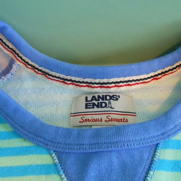 Lands' End Serious Sweats Women's Multicolor Striped Knit Sweatshirt Size M - Picture 2 of 7